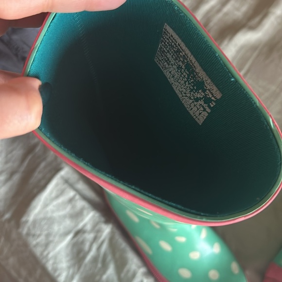 Girls Green Polka Dot Wellies Rain boots - 1 - Picture 3 of 4